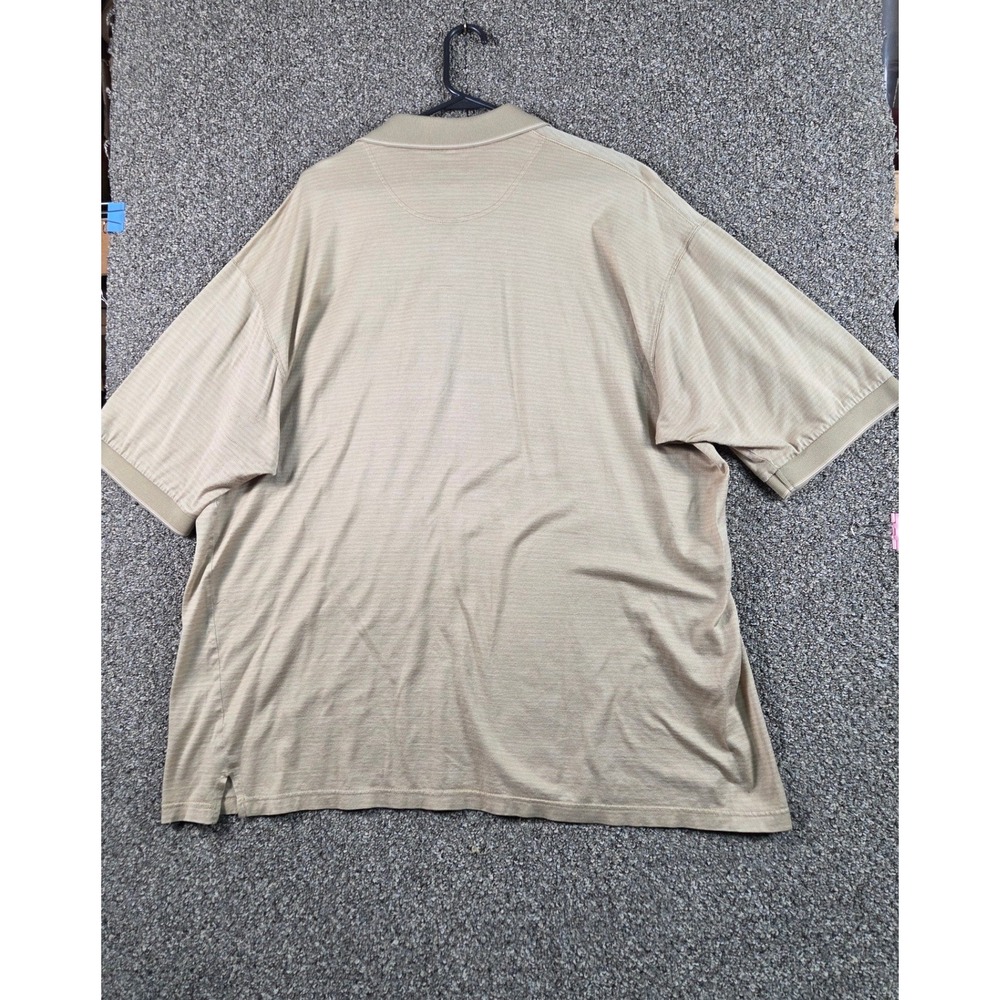 Haley Reserve Golf Shirt Mens XXL Tan Striped 100% Cotton Athletic‎ Oak Hills - Picture 6 of 7